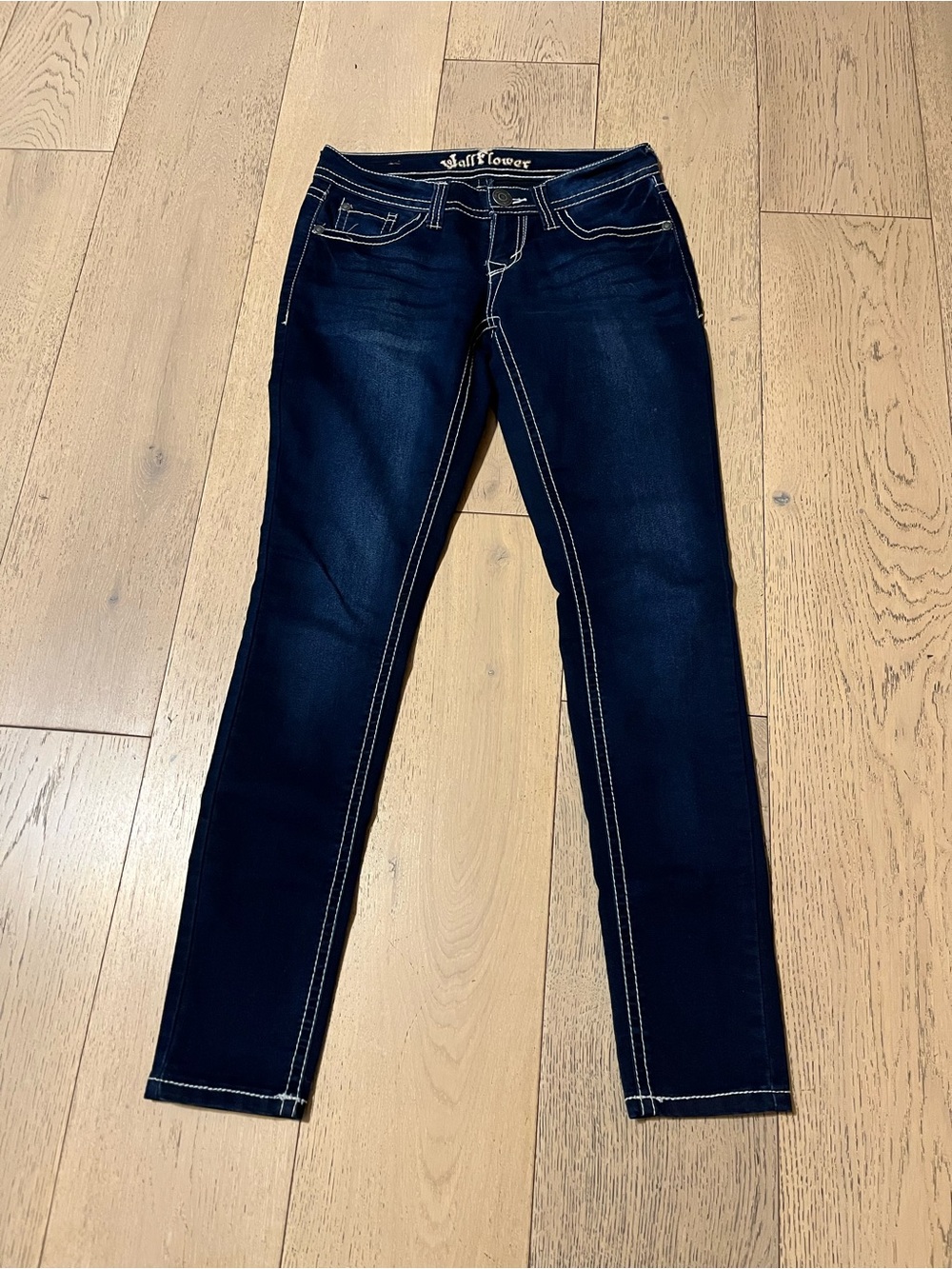 Wallflower Navy Skinny Jeans with Contrast Stitching